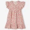 Robe En Gaze De Coton Motifs Pommes Fille Effet Portefeuille écru - Vertbaudet