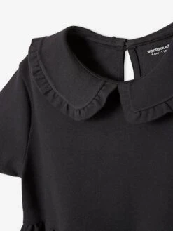 Robe En Molleton Col Claudine Fille Anthracite - Vertbaudet -Petite Modeuse robe en molleton col claudine fille 2