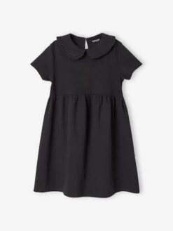 Robe En Molleton Col Claudine Fille Anthracite - Vertbaudet