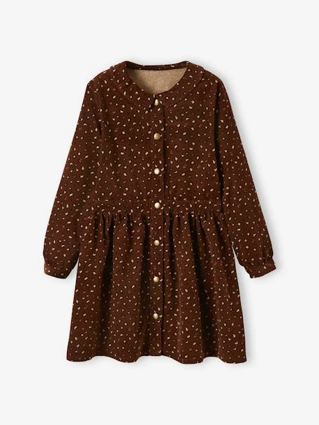 Robe En Velour Imprimé Fille Prune - Vertbaudet 2 Robe En Velour Imprimé Fille Prune - Vertbaudet – Image 2