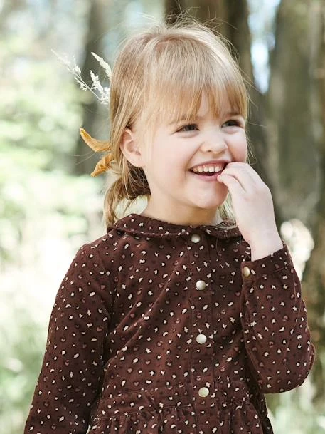 Robe En Velour Imprimé Fille Prune - Vertbaudet 6 Robe En Velour Imprimé Fille Prune - Vertbaudet – Image 6