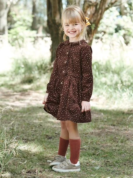 Robe En Velour Imprimé Fille Prune - Vertbaudet 1 Robe En Velour Imprimé Fille Prune - Vertbaudet