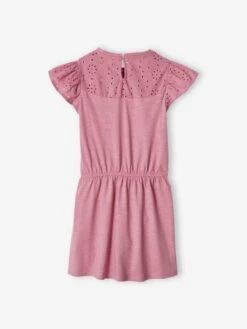Robe Fille Détails En Broderie Anglaise Blush Foncé - Vertbaudet -Petite Modeuse robe fille details en broderie anglaise 4