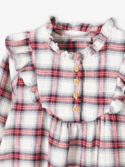 Robe Flanelle à Carreaux Fille Carreaux Rouge - Vertbaudet -Petite Modeuse robe flanelle a carreaux fille 2