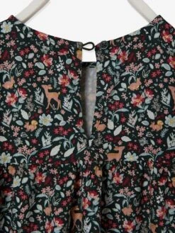 Robe Fluide Imprimée Fille Vert Motifs Biches/fleurs - Vertbaudet -Petite Modeuse robe fluide imprimee fille 5