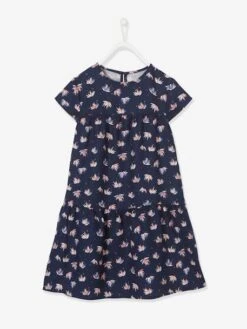 Robe Fluide Imprimée Fille Marine Imprimé Feuilles - Vertbaudet -Petite Modeuse robe fluide imprimee fille 9