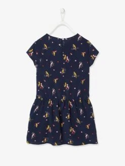 Robe Imprimée Fille Effet Blousant Fantaisie Encre Imprimé - Vertbaudet -Petite Modeuse robe imprimee fille effet blousant fantaisie 2