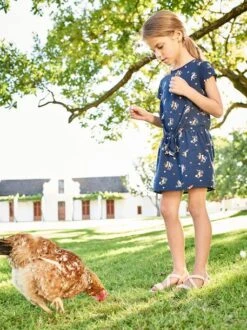 Robe Imprimée Fille Effet Blousant Fantaisie Encre Imprimé - Vertbaudet