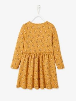 Robe Imprimée Fille Maille Reliéfée Curcuma Imprimé - Vertbaudet -Petite Modeuse robe imprimee fille maille reliefee 5