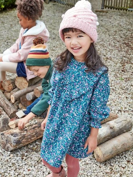 Robe Imprimée Fleurs Fille Vert Imprimé - Vertbaudet 2 Robe Imprimée Fleurs Fille Vert Imprimé - Vertbaudet – Image 2