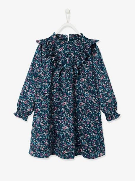 Robe Imprimée Fleurs Fille Vert Imprimé - Vertbaudet 3 Robe Imprimée Fleurs Fille Vert Imprimé - Vertbaudet – Image 3