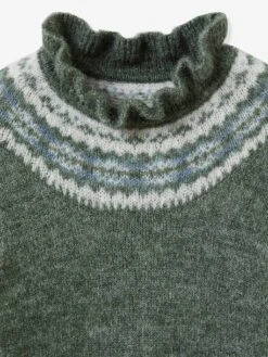 Robe Jacquard Fille CYRILLUS En Tricot Vert Chiné - Cyrillus -Petite Modeuse robe jacquard fille cyrillus en tricot 2