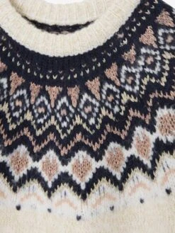 Robe Jacquard Fille En Tricot Irisé Ecru - Vertbaudet -Petite Modeuse robe jacquard fille en tricot irise 2