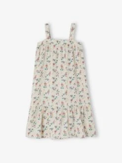 Robe Longue En Gaze De Coton Fille Orange - Vertbaudet -Petite Modeuse robe longue en gaze de coton fille 4