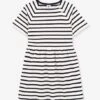 Robe Manches Courtes Coton PETIT BATEAU Rayé Marine - Petit Bateau