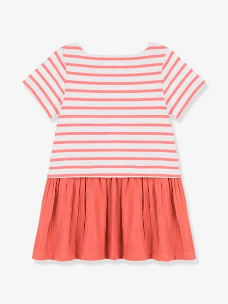 Robe Manches Courtes En Jersey Et Gaze De Coton Bio PETIT BATEAU Rayé Papaye - Petit Bateau 2 Robe Manches Courtes En Jersey Et Gaze De Coton Bio PETIT BATEAU Rayé Papaye - Petit Bateau – Image 2