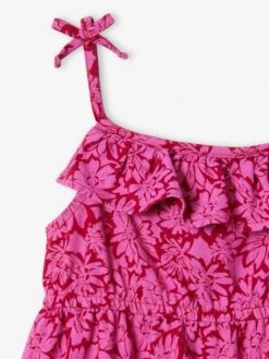 Robe Mi-longue à Bretelles Imprimée Fleurs Fille Multicolore - Vertbaudet -Petite Modeuse robe mi longue a bretelles imprimee fleurs fille 5