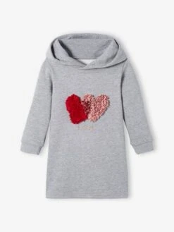 Robe Molleton à Capuche Fille Détails Fantaisie Marine - Vertbaudet -Petite Modeuse robe molleton a capuche fille details fantaisie 4