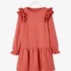 Robe Molleton à Volants En Broderie Anglaise Fille Rose Hâlé - Vertbaudet