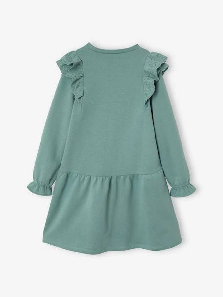 Robe Molleton à Volants En Broderie Anglaise Fille Rose Hâlé - Vertbaudet 6 Robe Molleton à Volants En Broderie Anglaise Fille Rose Hâlé - Vertbaudet – Image 6