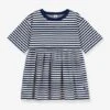Robe Rayée Manches 3/4 Enfant Coton PETIT BATEAU Bleu - Petit Bateau
