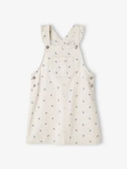 Robe-salopette à Fleurs Bretelles à Volants Gris Perle - Vertbaudet -Petite Modeuse robe salopette a fleurs bretelles a volants 2