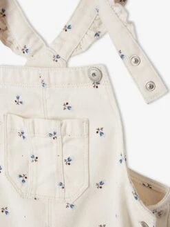 Robe-salopette à Fleurs Bretelles à Volants Gris Perle - Vertbaudet -Petite Modeuse robe salopette a fleurs bretelles a volants 4