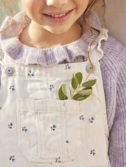 Robe-salopette à Fleurs Bretelles à Volants Gris Perle - Vertbaudet -Petite Modeuse robe salopette a fleurs bretelles a volants 5