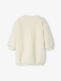 Robe Sweat En Sherpa Avec Broderie Irisée Fille écru - Vertbaudet -Petite Modeuse robe sweat en sherpa avec broderie irisee fille 4