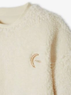 Robe Sweat En Sherpa Avec Broderie Irisée Fille écru - Vertbaudet -Petite Modeuse robe sweat en sherpa avec broderie irisee fille 5