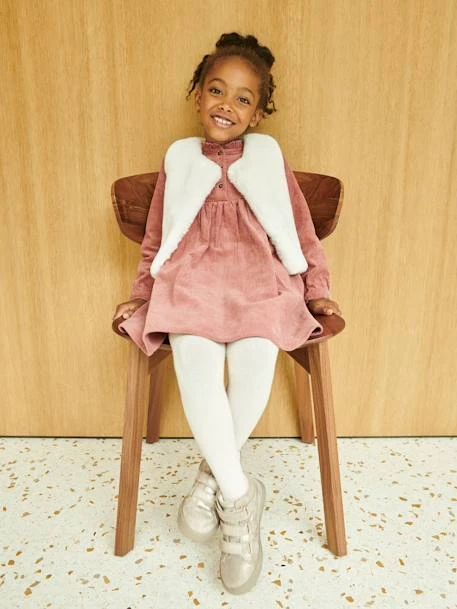 Robe Velours Col Volanté Fille Prune - Vertbaudet 2 Robe Velours Col Volanté Fille Prune - Vertbaudet – Image 2