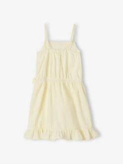 Robe Volantée à Bretelles Fille Effet Portefeuille Fantaisie Blanc - Vertbaudet -Petite Modeuse robe volantee a bretelles fille effet portefeuille fantaisie 3