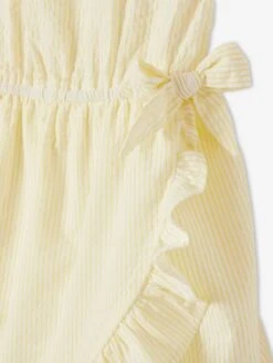 Robe Volantée à Bretelles Fille Effet Portefeuille Fantaisie Blanc - Vertbaudet -Petite Modeuse robe volantee a bretelles fille effet portefeuille fantaisie 4