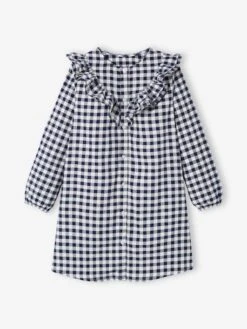 Robe Volantée à Carreaux Fille Rose Carreaux - Vertbaudet -Petite Modeuse robe volantee a carreaux fille 2