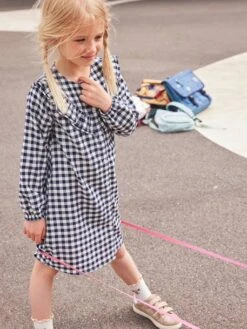 Robe Volantée à Carreaux Fille Rose Carreaux - Vertbaudet