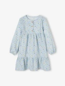 Robe Volantée à Fleurs Fille Détail Matelassé Fantaisie Bleu Ciel - Vertbaudet -Petite Modeuse robe volantee a fleurs fille detail matelasse fantaisie 1