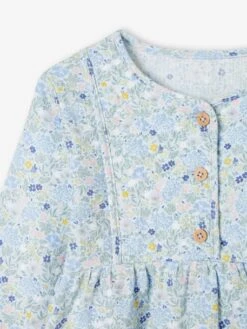 Robe Volantée à Fleurs Fille Détail Matelassé Fantaisie Bleu Ciel - Vertbaudet -Petite Modeuse robe volantee a fleurs fille detail matelasse fantaisie 3