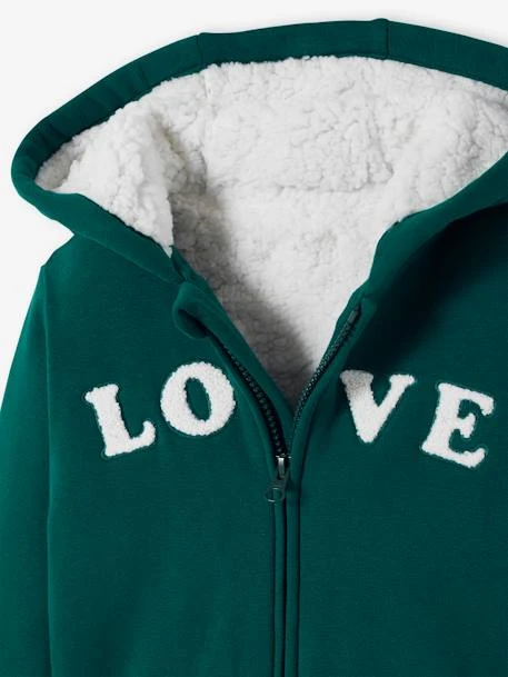 Sweat à Capuche Doublé Sherpa Vert Anglais - Vertbaudet 3 Sweat à Capuche Doublé Sherpa Vert Anglais - Vertbaudet – Image 3