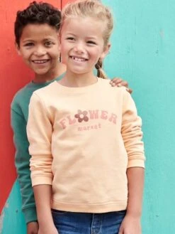 Sweat à Message Basics Fille Détails Irisés Lilas - Vertbaudet -Petite Modeuse sweat a message basics fille details irises 2