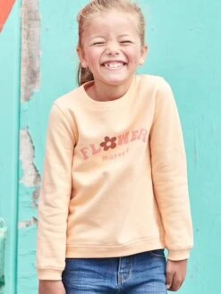 Sweat à Message Basics Fille Détails Irisés Lilas - Vertbaudet -Petite Modeuse sweat a message basics fille details irises 3