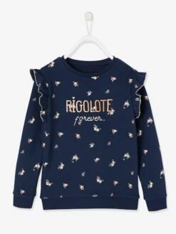 Sweat à Volants Fille Détails Fantaisie Encre Imprimé - Vertbaudet -Petite Modeuse sweat a volants fille details fantaisie 8