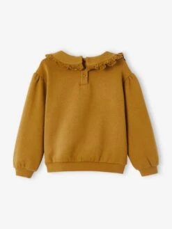 Sweat Col Claudine En Broderie Anglaise Fille Caramel - Vertbaudet -Petite Modeuse sweat col claudine en broderie anglaise fille 3
