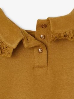 Sweat Col Claudine En Broderie Anglaise Fille Caramel - Vertbaudet -Petite Modeuse sweat col claudine en broderie anglaise fille 5