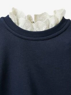 Sweat Col En Dentelle Fille CYRILLUS Marine - Cyrillus -Petite Modeuse sweat col en dentelle fille cyrillus 2