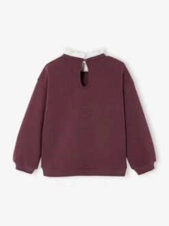 Sweat Col Montant En Broderie Anglaise Fille Prune - Vertbaudet -Petite Modeuse sweat col montant en broderie anglaise fille 1