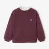 Sweat Col Montant En Broderie Anglaise Fille Prune - Vertbaudet
