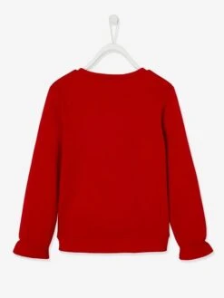 Sweat De Noël Motif Coeur En Sequins Détails Irisés Rouge - Vertbaudet -Petite Modeuse sweat de noel motif coeur en sequins details irises 2