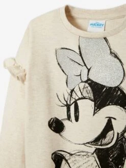 Sweat Fille Disney® à Volants Beige Chiné - Minnie -Petite Modeuse sweat fille disney a volants 3
