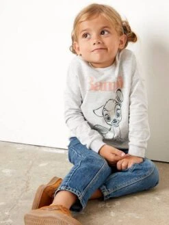 Sweat Fille Disney® Bambi Gris Chiné Animé - Disney -Petite Modeuse sweat fille disney bambi 4