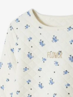 Sweat Imprimé Fille Effet Légèrement Matelassé Rose Poudré Imprimé - Vertbaudet -Petite Modeuse sweat imprime fille effet legerement matelasse 2